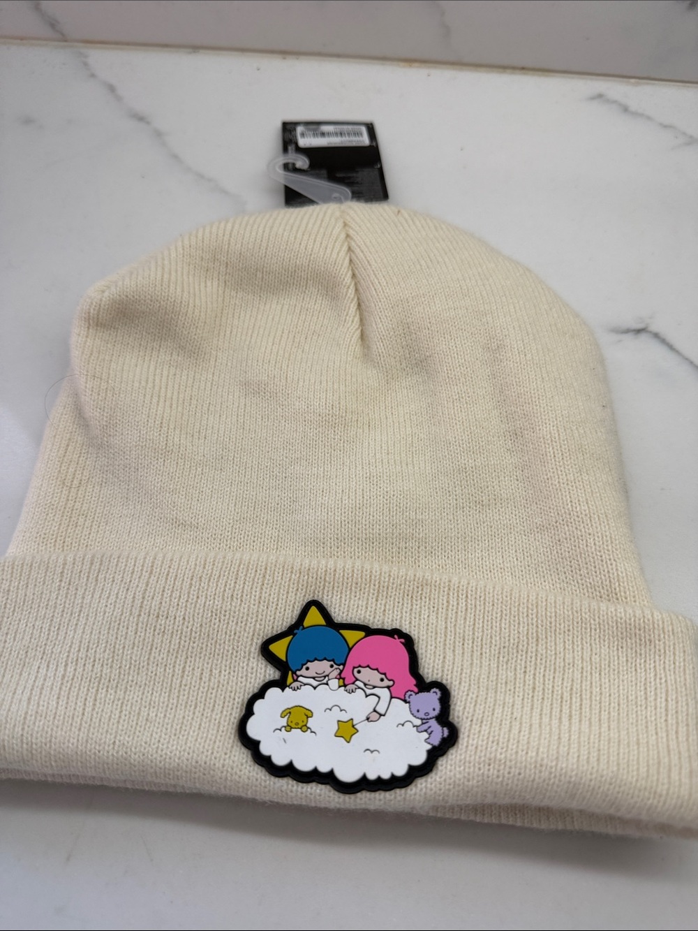 Forever 21 ladies Cream Beanie with Blue and Pink Character Patch